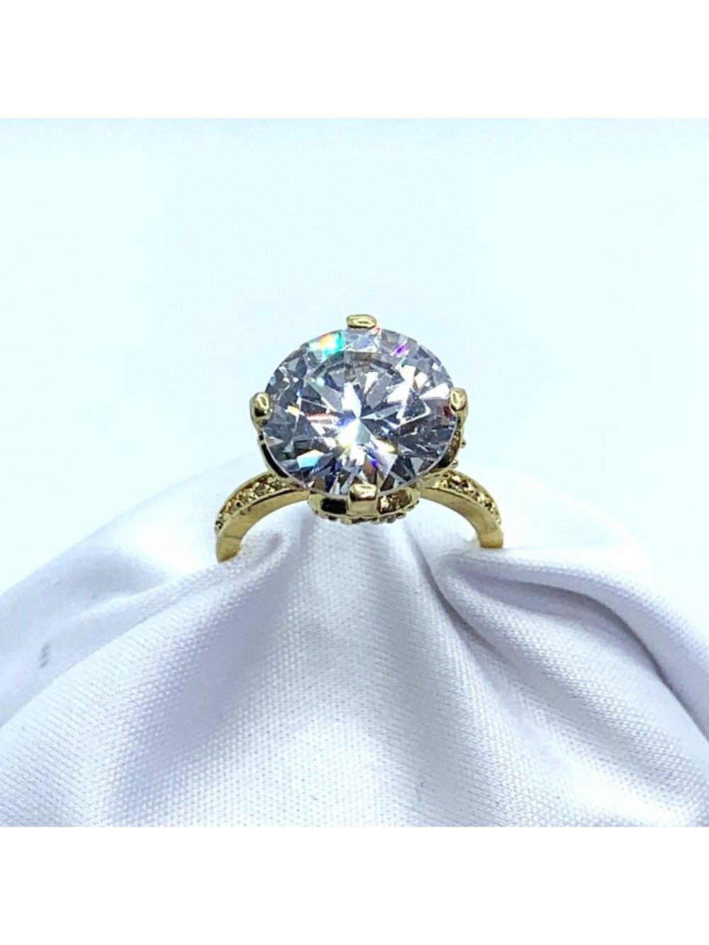 Round Brilliant Cut CZ 6.25 carat Ring Gold Over Sterling Silver 925 Size 5.25
